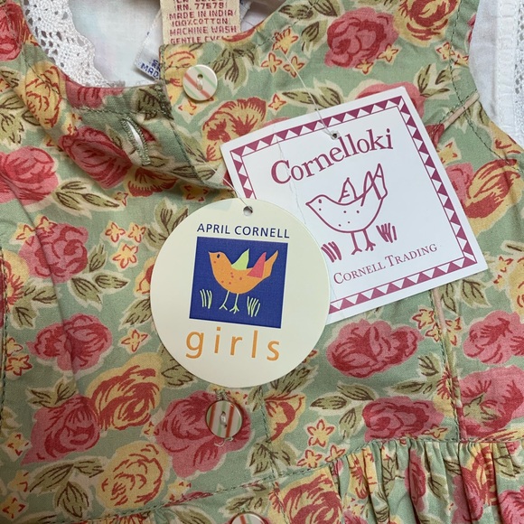 NEW April Cornell Cornelloki White Petticoat Green Floral Bustle Dress Se… - Picture 3 of 8